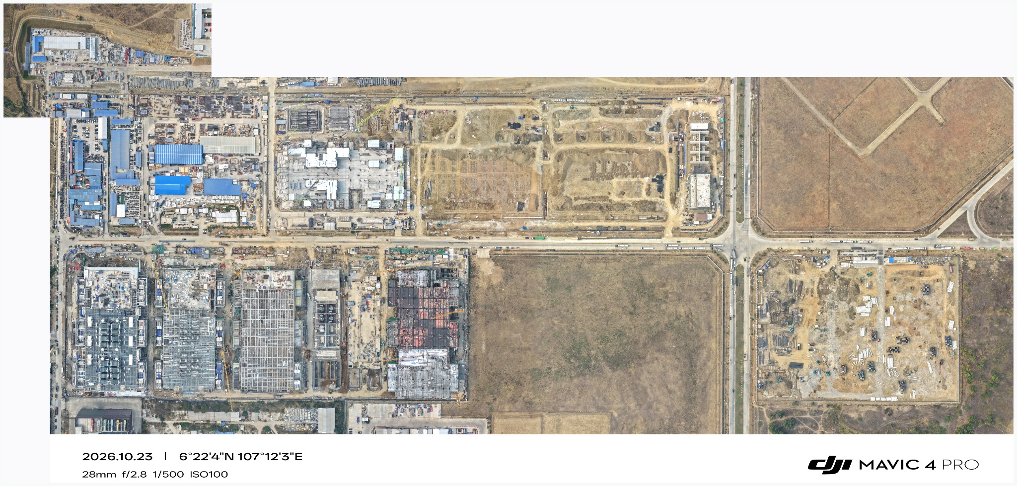 CGK1、CGK2、CGK3、CGK5、CGK10/11 与办公加工堆场 / Foto udara proyek CGK dan area kantor, fabrikasi, material